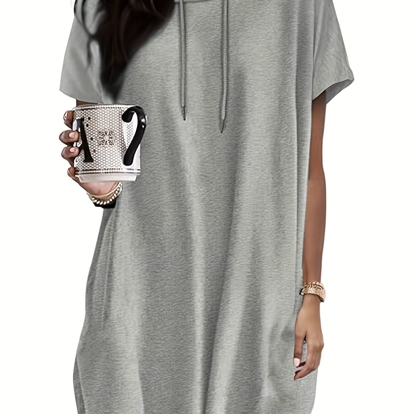 Женская футболка свободного кроя с коротким рукавом и карманами, легкий полиэстер-спандекс