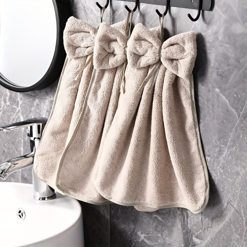 3-Piece Kitchen Towel Set Absorbent Quick-Drying Bowknot Skirt Pattern Household Cleaning
