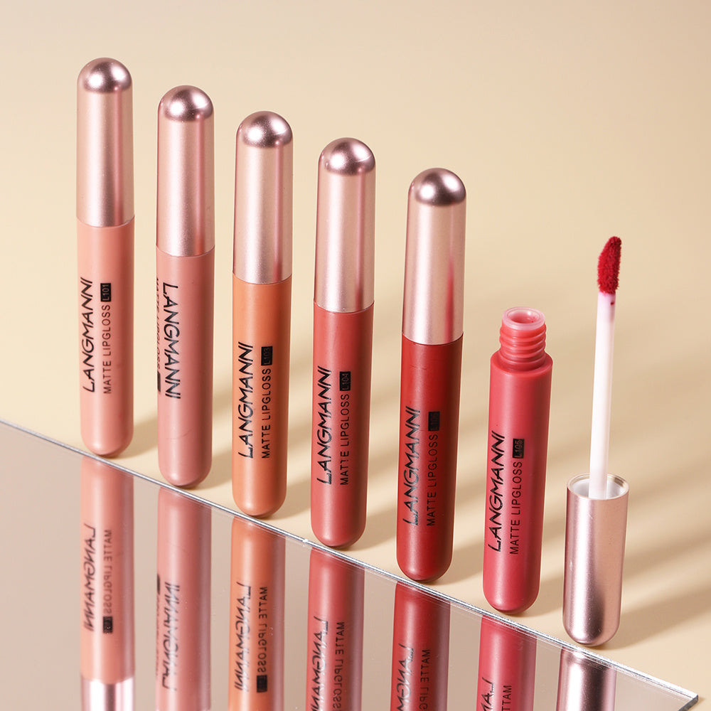 Juego de 6 glosses de labios mate de terciopelo para maquillaje de mujer C