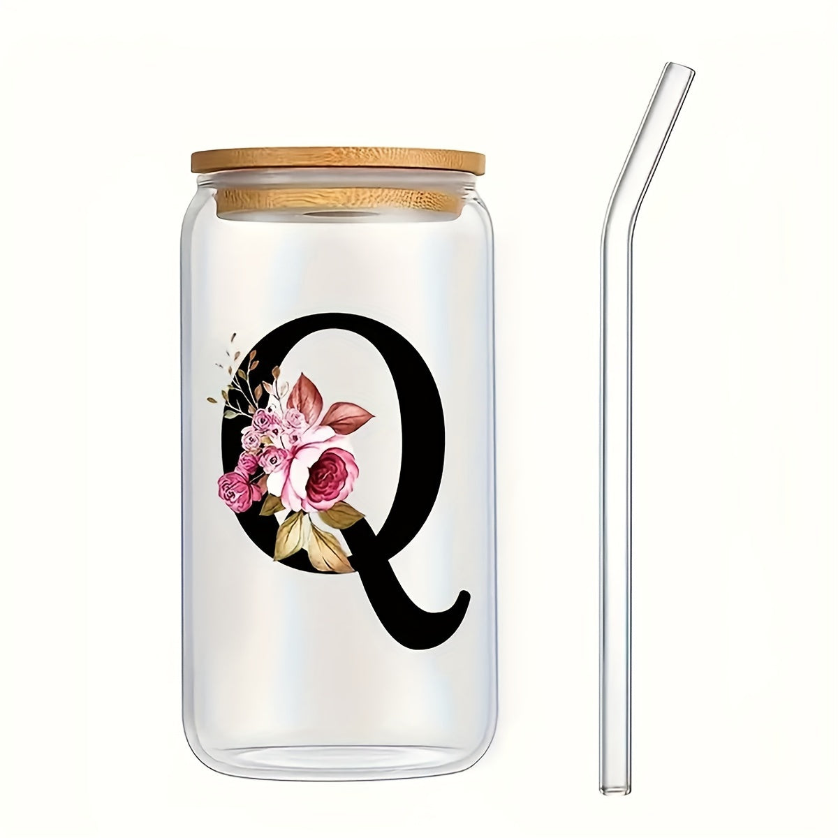 16oz Frosted Glass Cup with Bamboo Lid for Outdoor Camping