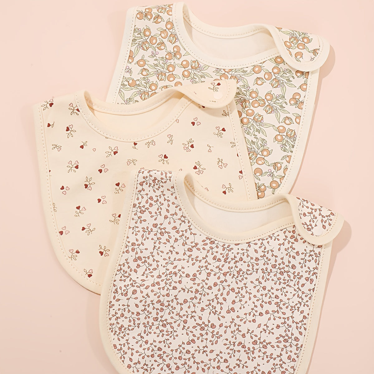 Set de 3 baberos impermeables para niños para niños y niñas, con cierre de presión suave, baberos para alimentar