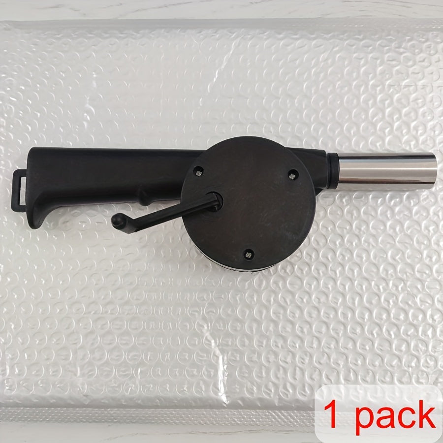 Portable Manual BBQ Blower for Camping Fire Starting and Grilling Black
