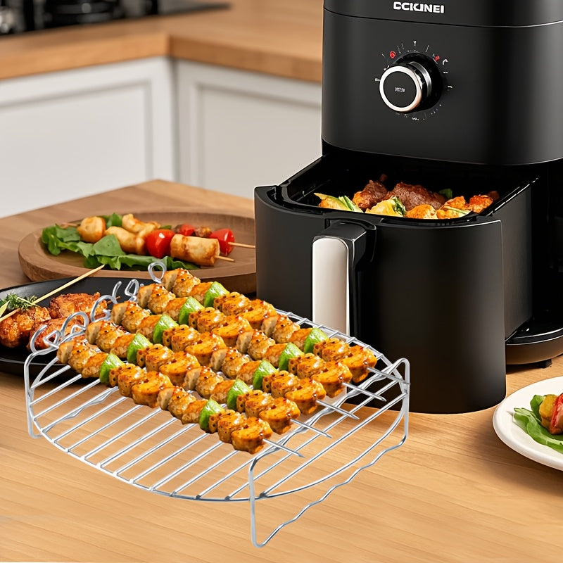 Stainless Steel Air Fryer Set with Skewers and Rack for Oven Microwave and Air Fryer