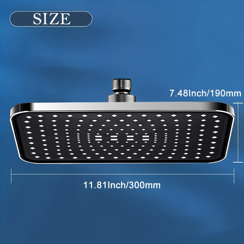 Cabezal de ducha de lluvia de alta presión con ángulos ajustables y boquillas de silicona anti-obstrucción en formas rectangulares o circulares