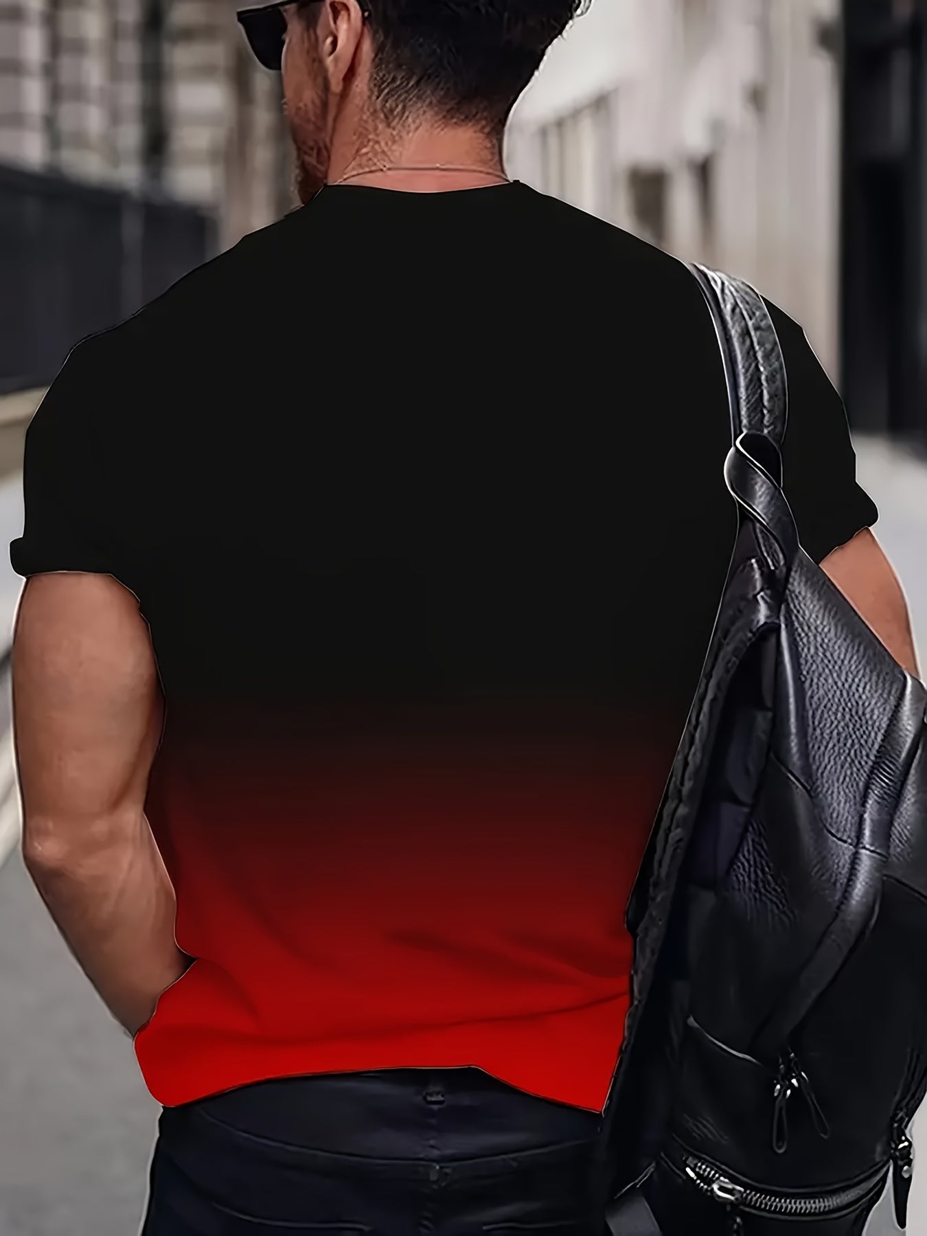 Мужская градиентная черная футболка с графическим принтом, короткий рукав, круглый вырез, полиэстер, эластичный, повседневная, спортивная, уличная одежда