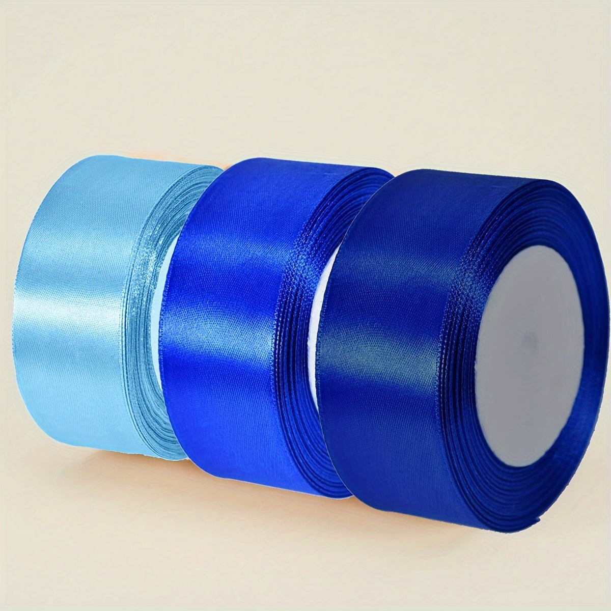 Satin Ribbon Pack 3 Pieces 4cm Wide 22m Long for Wedding Cake Decoration and DIY Crafts