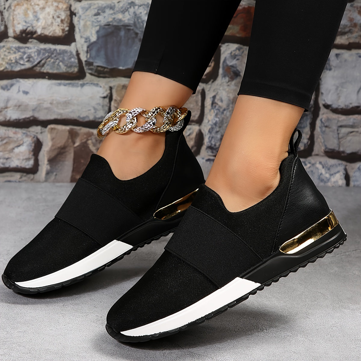 Women's Solid Color Casual Sneakers with Soft Platform Slip-On for Comfortable Daily Wear