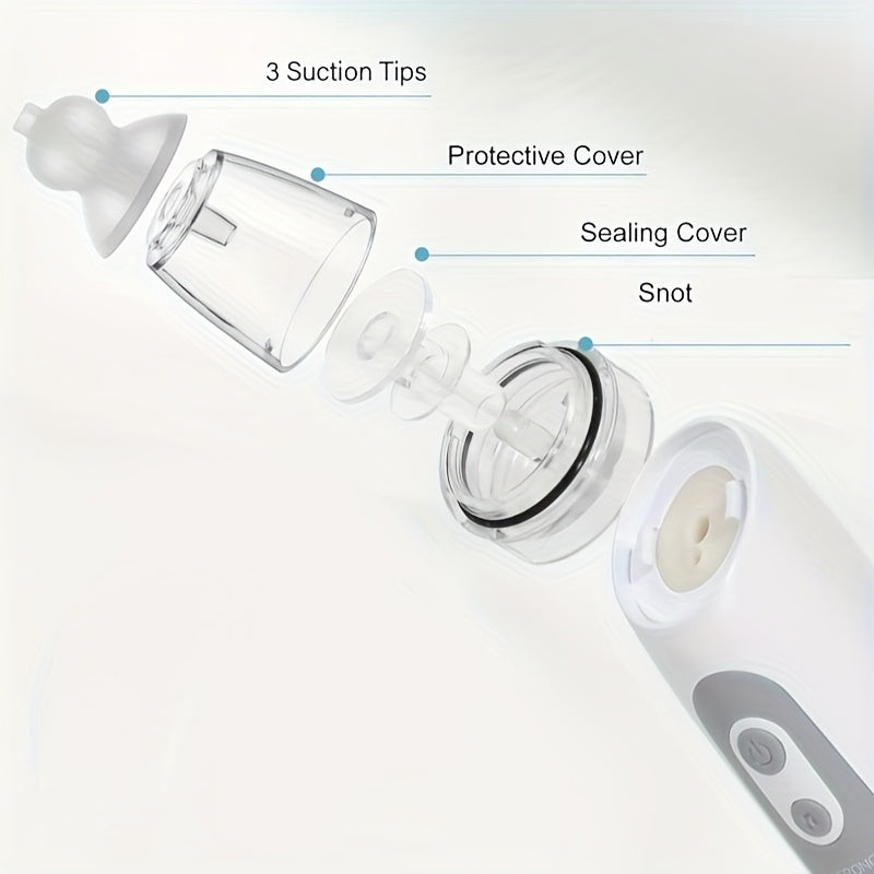 Uch ta o‘rnini bosadigan boshli portativ elektr burun tozalagich, USB bilan qayta zaryadlanadigan, musiqa va chiroqlar bilan, Uy va sayohat uchun ideal, ajoyib sovg‘a.