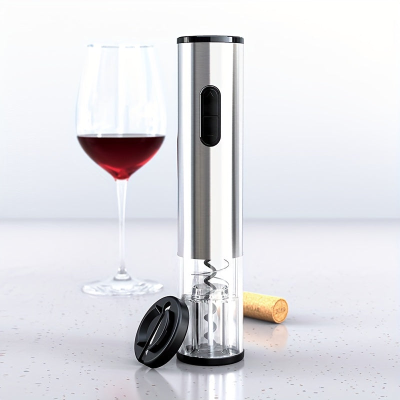 Stainless Steel Electric Wine Opener with Spiral Drill and Batteries 22cm