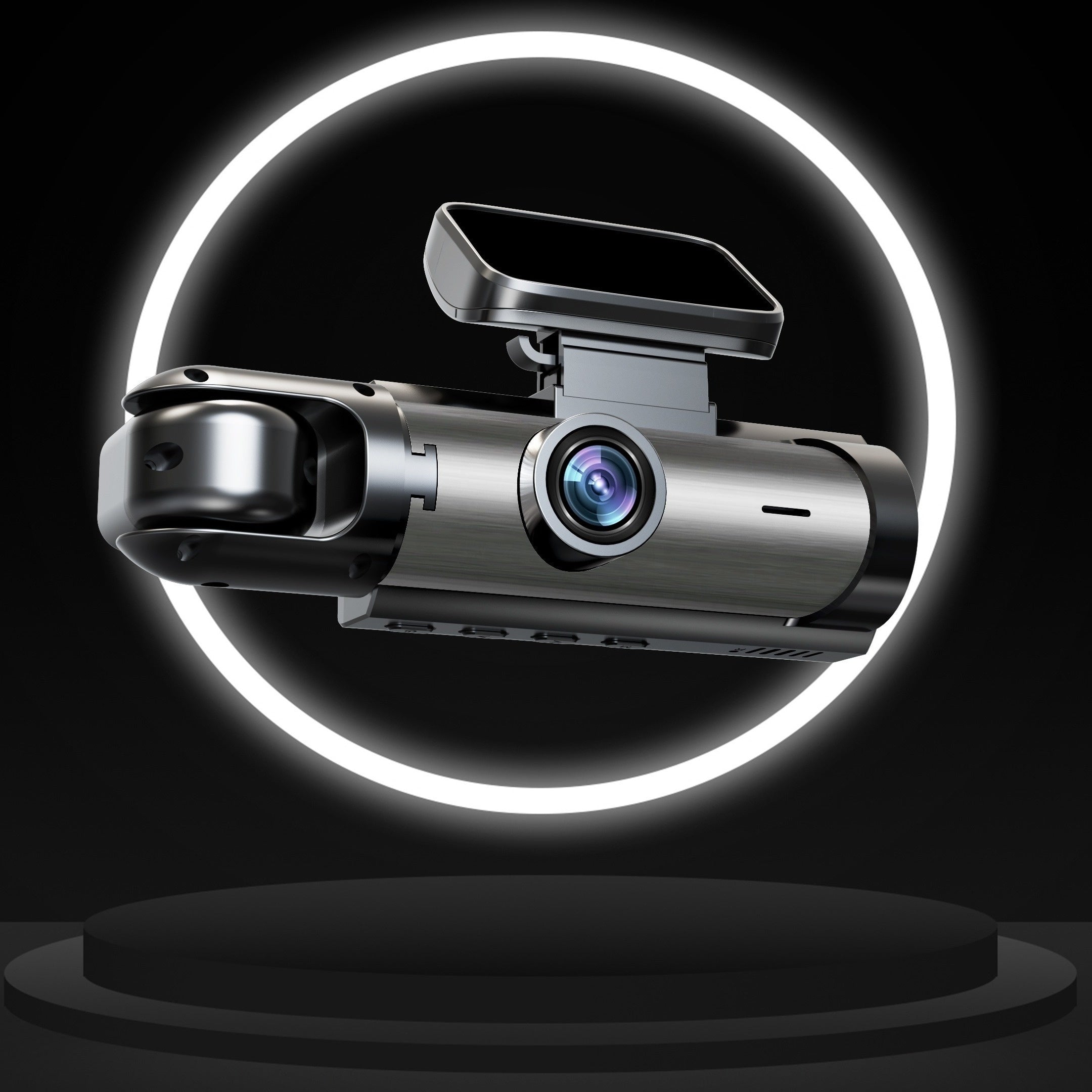 Cámara dual para coche 1080P con visión nocturna, gran angular, pantalla IPS, instalación sencilla, batería recargable