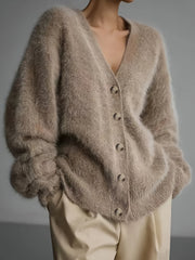 Plus Size Women's Cardigan Long Sleeve Open Front Beige Fall Winter Sweater