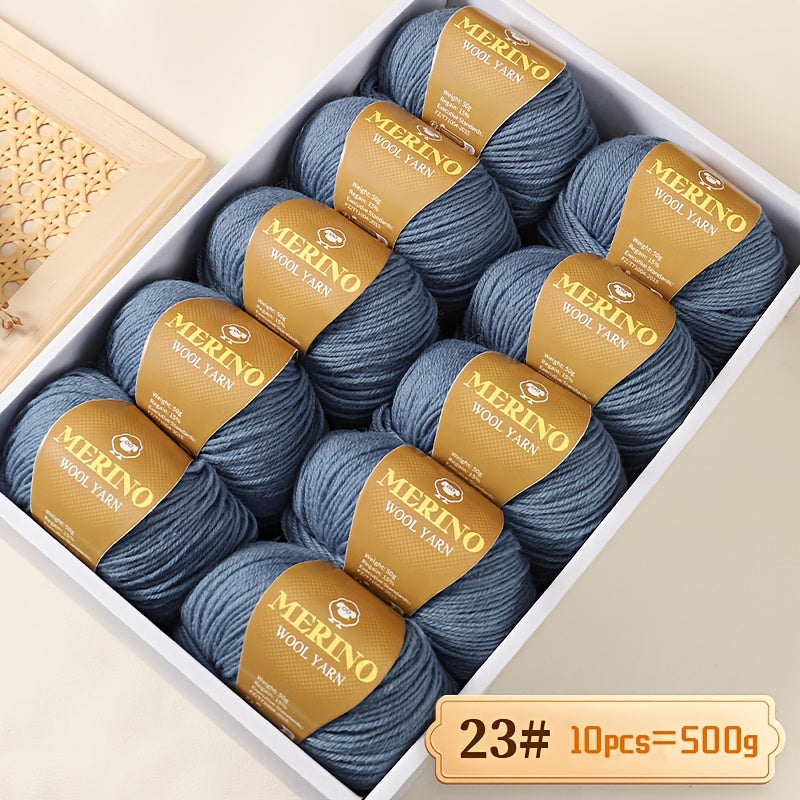 10 JIUWEIDIAOWANG Merino jun to'plari, har biri 500g, 212 O'rtacha og'irlik, Qo'l bilan bo'yalgan DIY material to'qimachilik uchun - Ko'p rangli gradient, Qalin va nozik aralashma, Kamel jun, Kuz Qish.