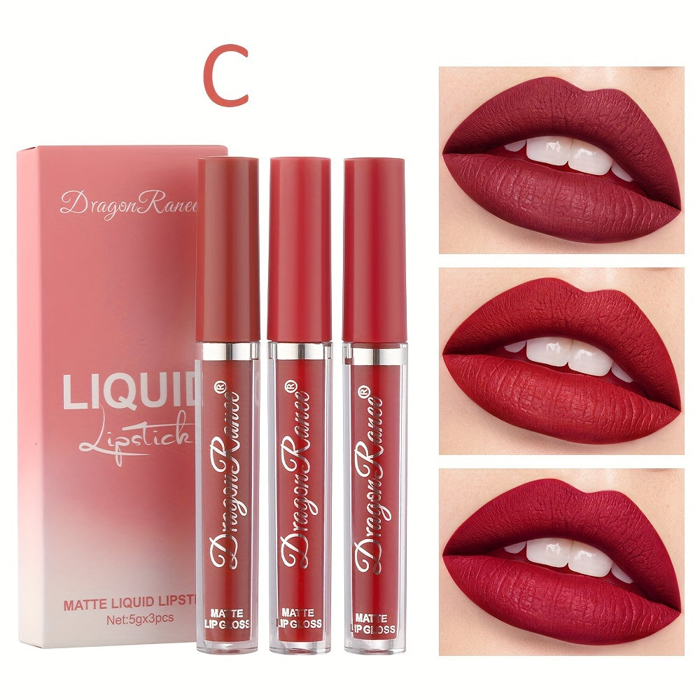 Women's Velvet Matte Lipstick Set 3-Pack Long-Lasting Non-Fading Moisturizing