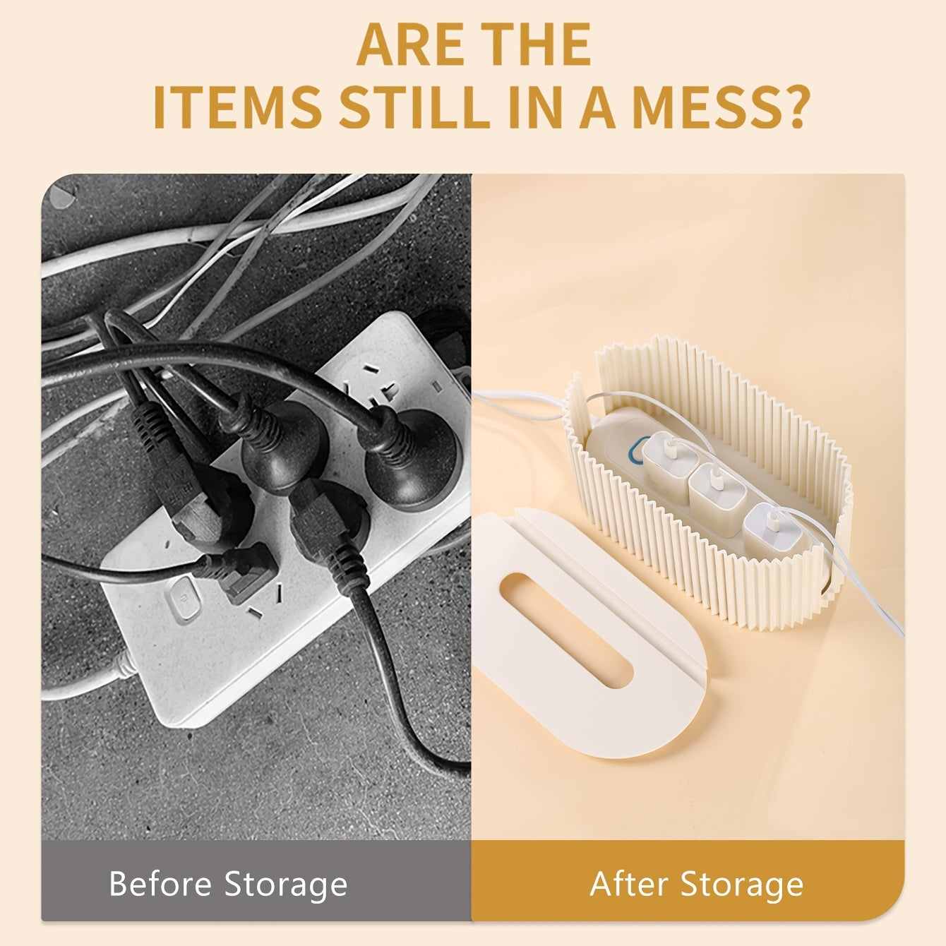 Cord Organizer Box with Lid for Cable Management Desktop Storage