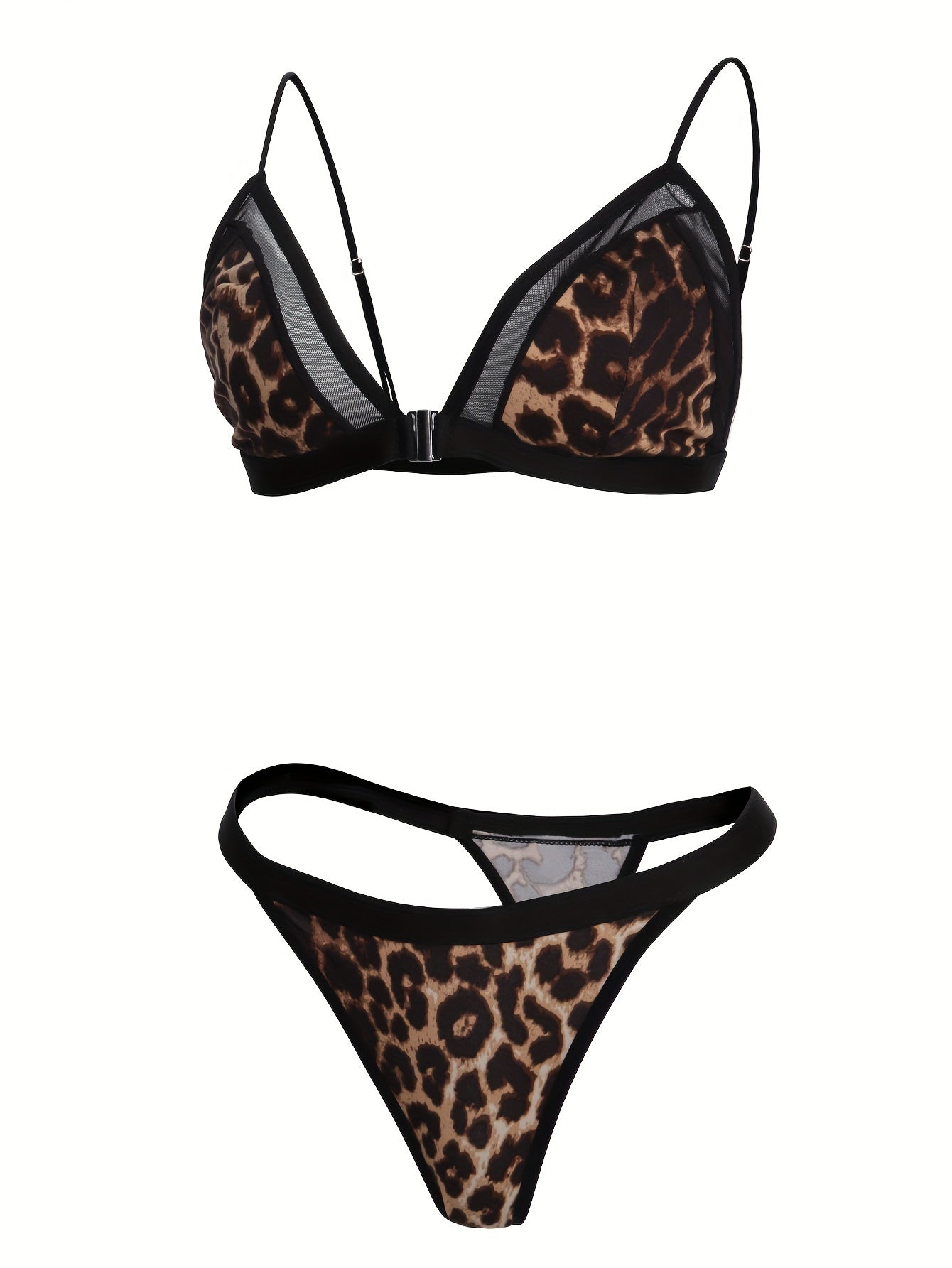 Three-Piece Mesh Front-Opening Lingerie Set for Women