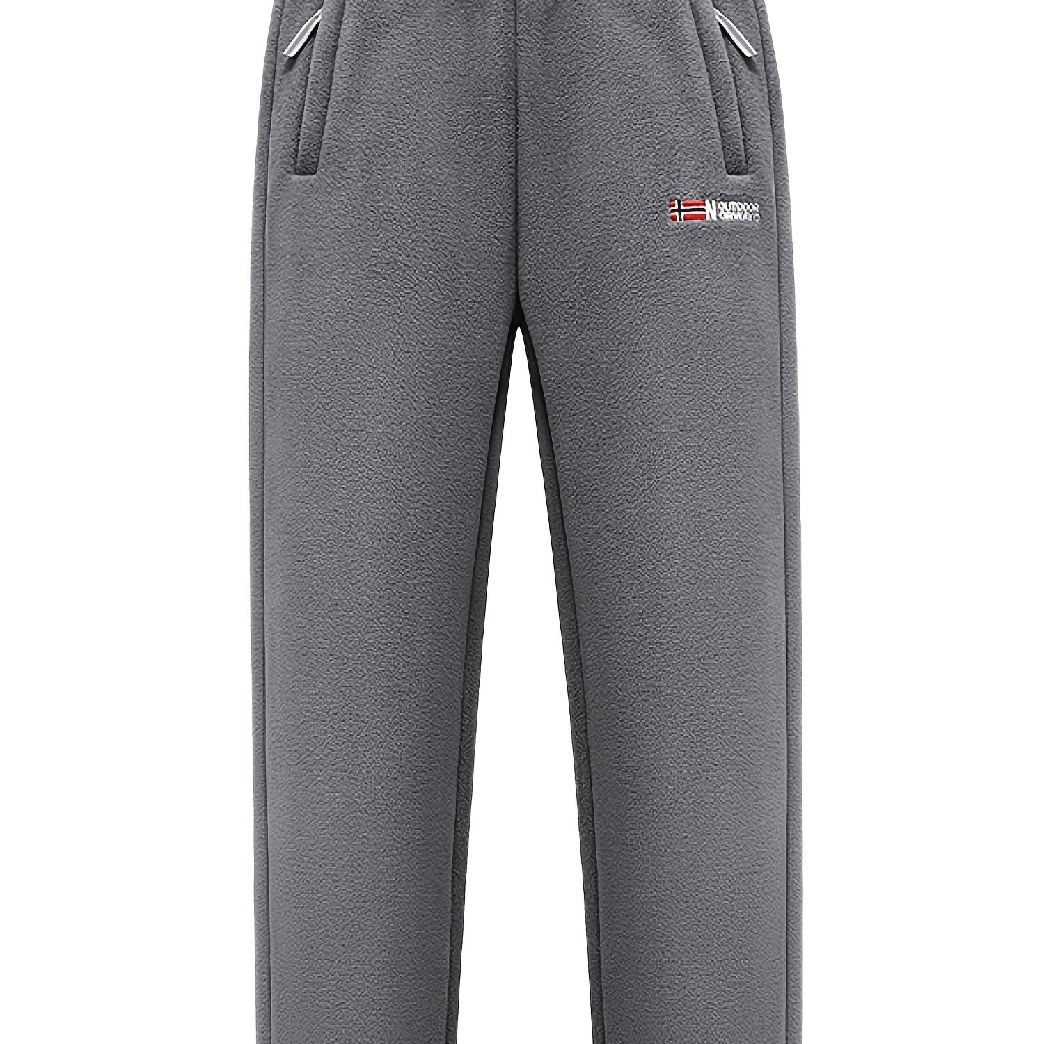 Tashqi sport va tasodifiy piyoda yurish uchun mo'ljallangan erkaklar uchun to'la fleytsli uzun shimlar, elastik bilaklar, shamol o'tkazmaydigan tortma bel, zipli cho'ntaklar, tikilgan fleyts va sozlanadigan shim oyoqlari bilan.