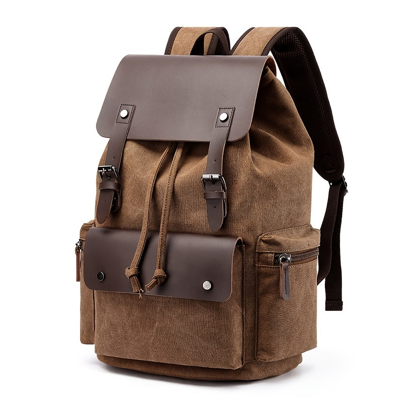 Retro Canvas Backpack for Students Travel and Business with Laptop Compartment