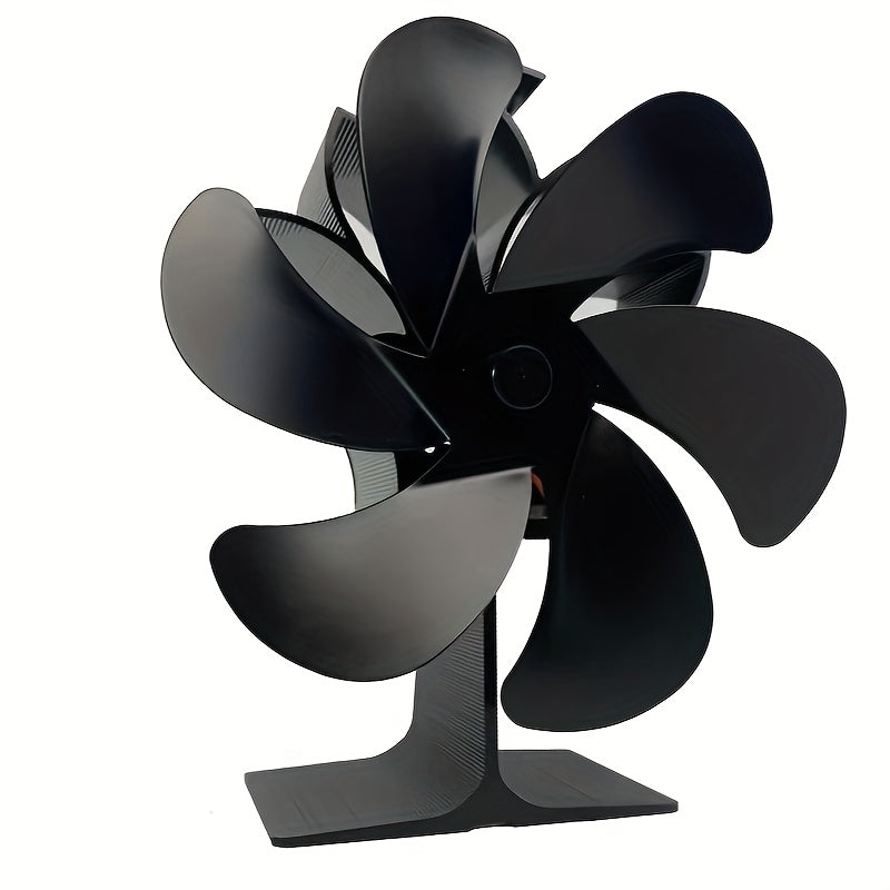 Black Eco-Friendly Stove Fan with 6 Blades Heat Powered Self-Starting