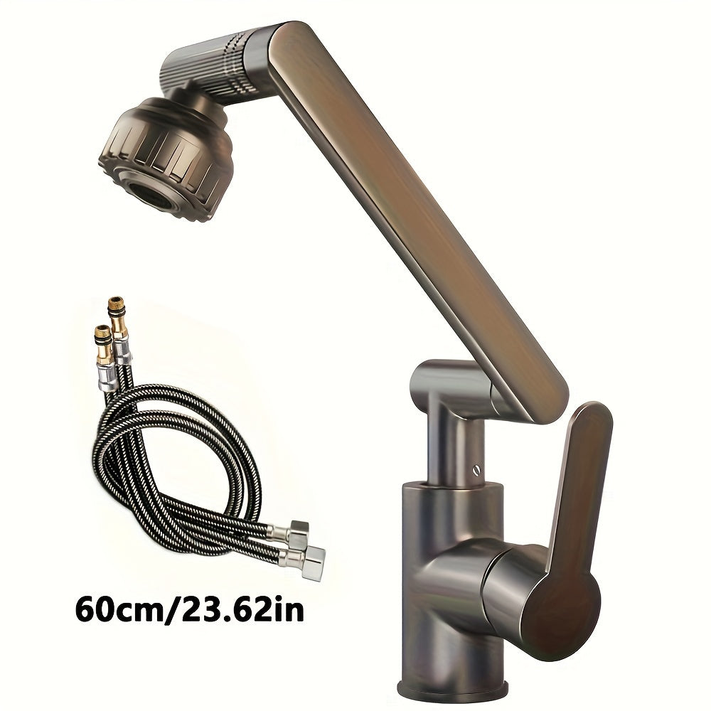 Modern Robotic Arm Kitchen Faucet with 360° Adjustable Spout Single Hole Deck Mount Water Diverter Eco-Friendly Finish