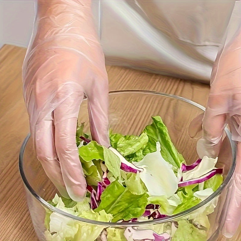 100 Pcs Waterproof TPE Disposable Gloves Food Safe Powder Free Clear Multipurpose