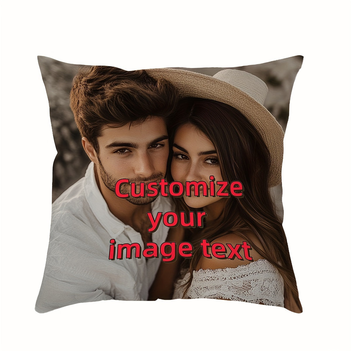 Personalized Photo Throw Pillow Cover Short Plush Cushion Case for Sofa Bed Car Decor