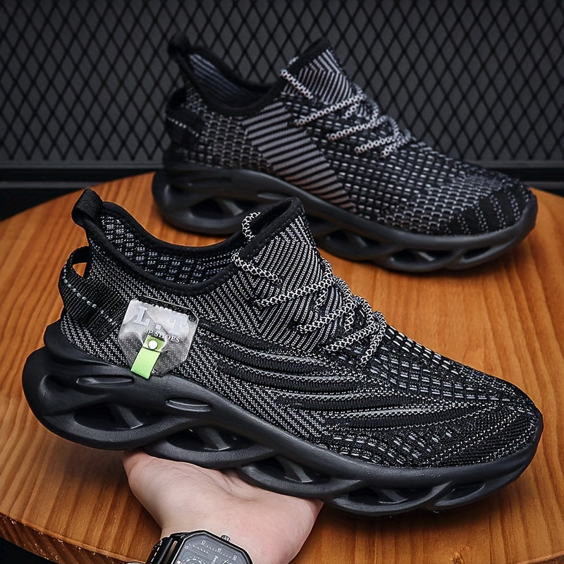 Men's Breathable Knit Running Shoes Shock Absorption Outdoor Jogging Sneakers