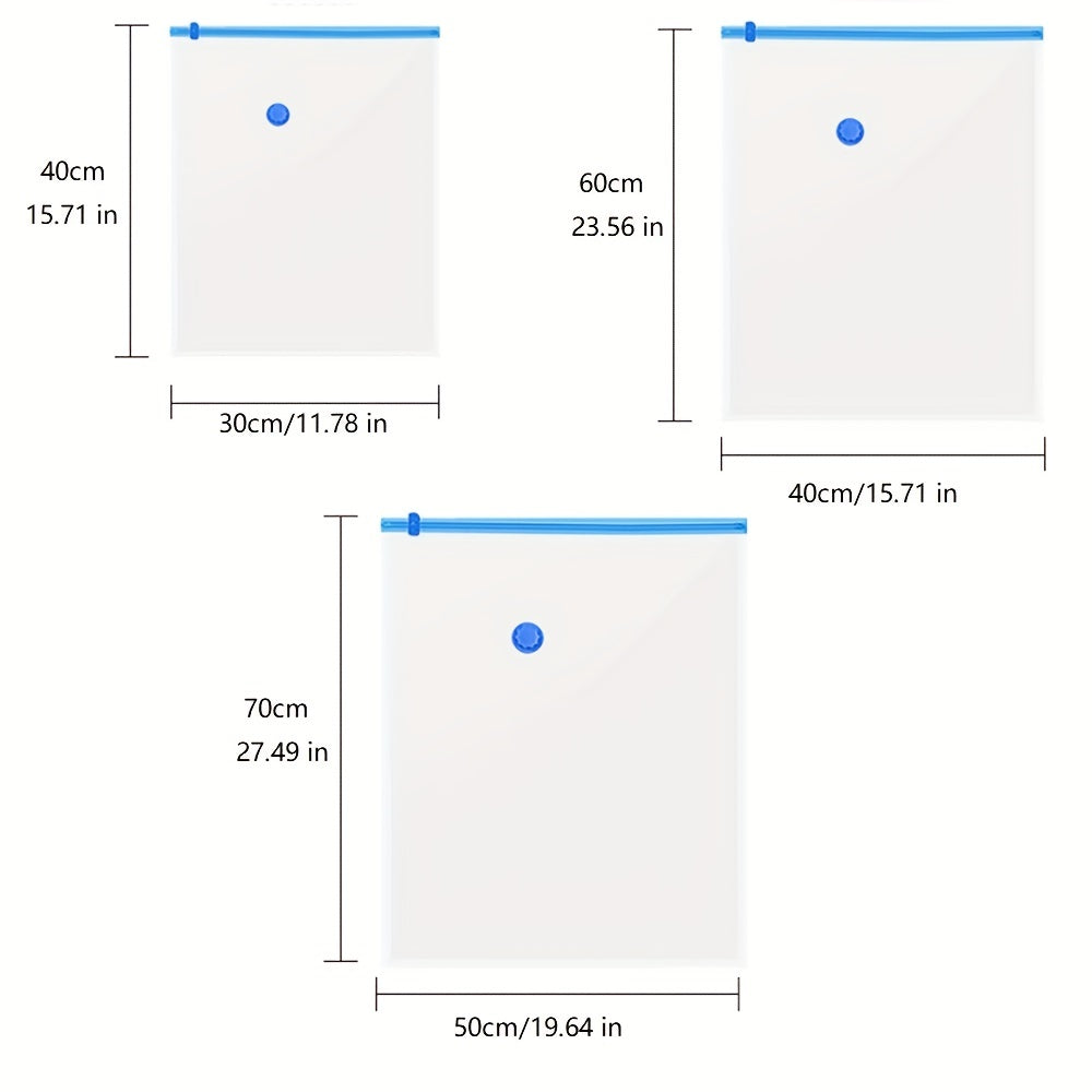 Juego de 4 bolsas de almacenamiento con compresión por vacío transparentes para ropa y artículos del hogar