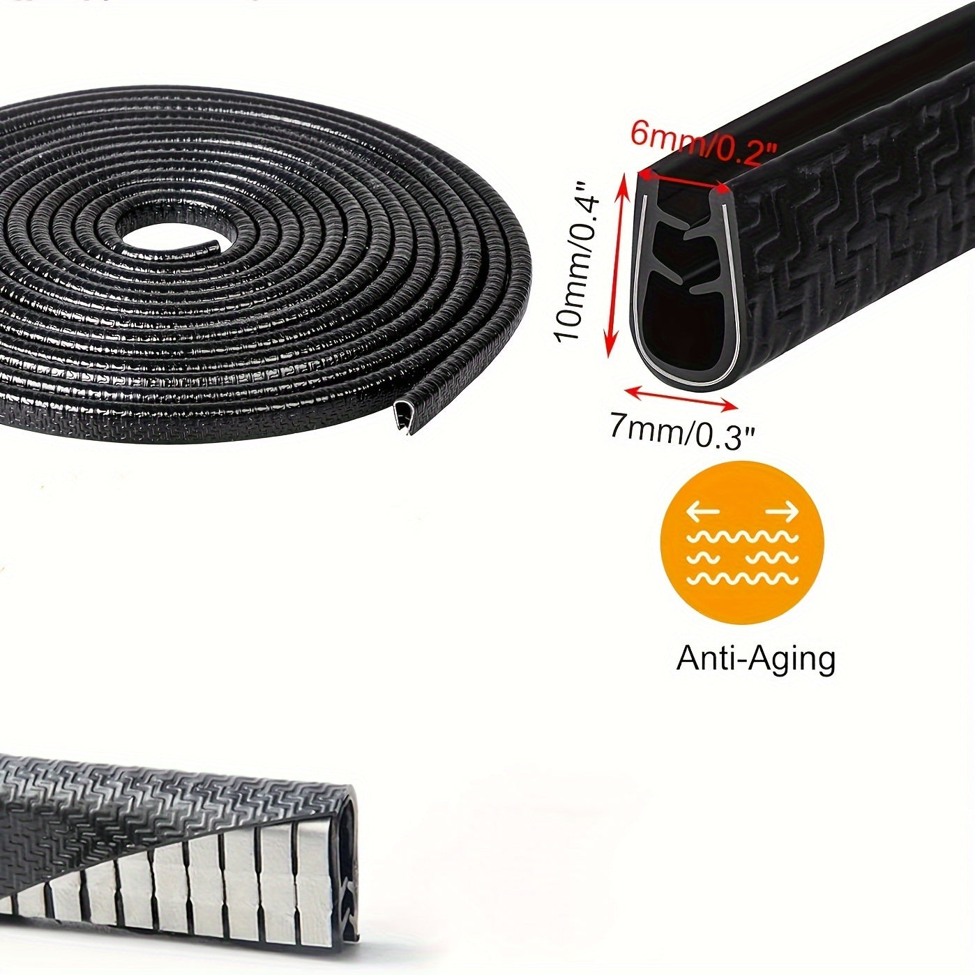 Universal Car Door Edge Protector Rubber U-Shaped Anti-Scratch Seal Strip