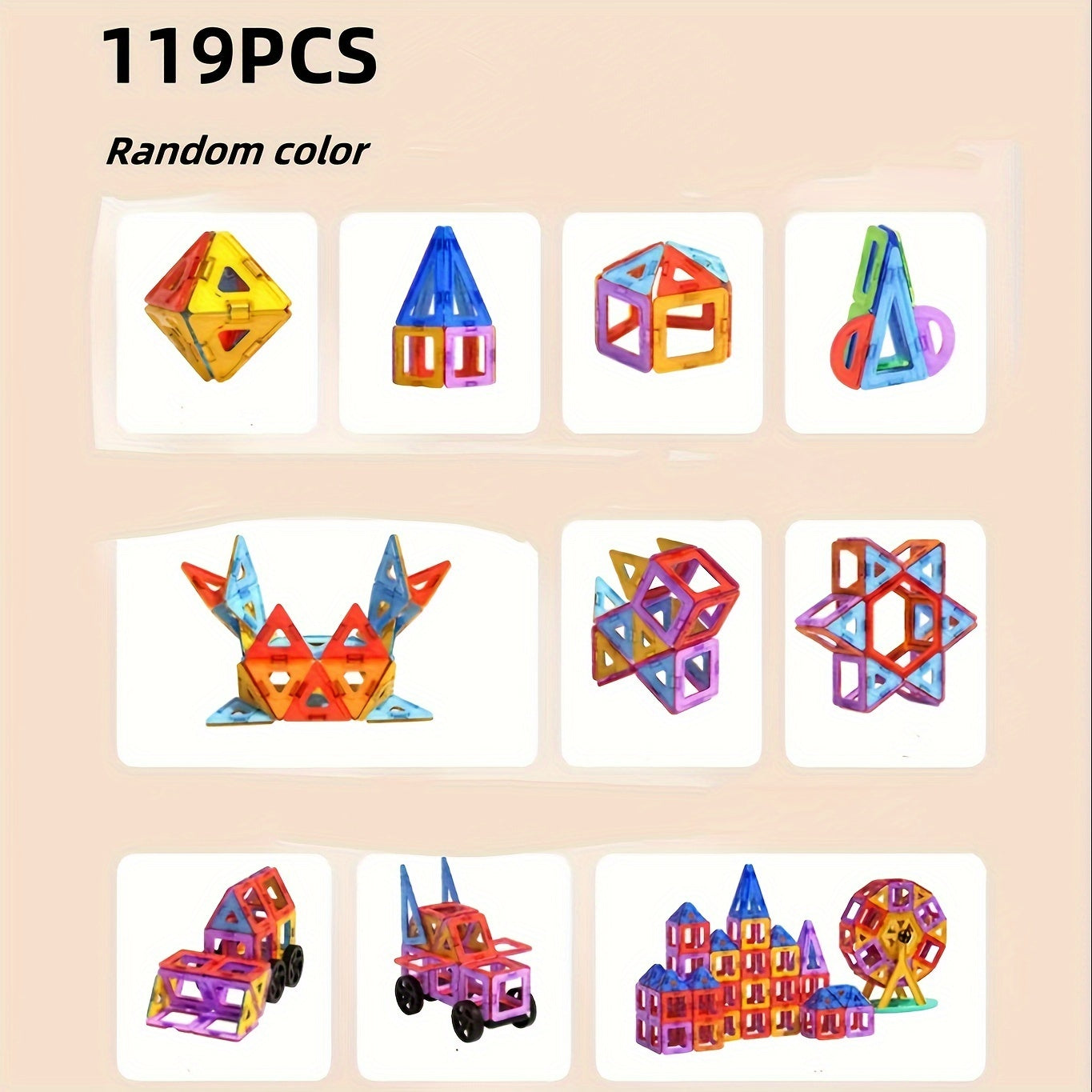 Large Magnetic Building Block Set 58 or 119 Pieces Educational Creative Toys for Kids