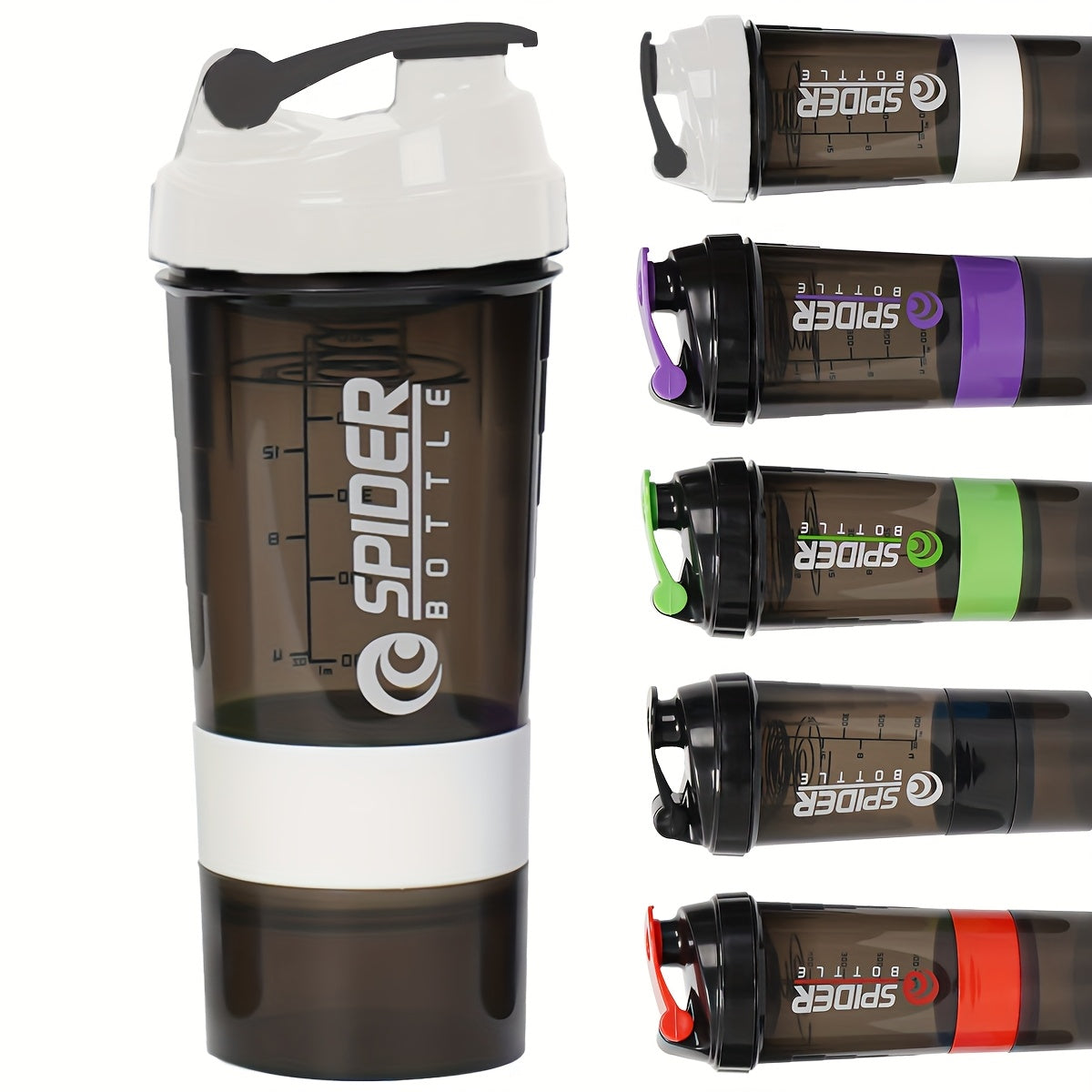 500ml Protein Shaker Bottle with Layered Storage Leak-Proof Mixing Ball for Gym and Outdoor Activities