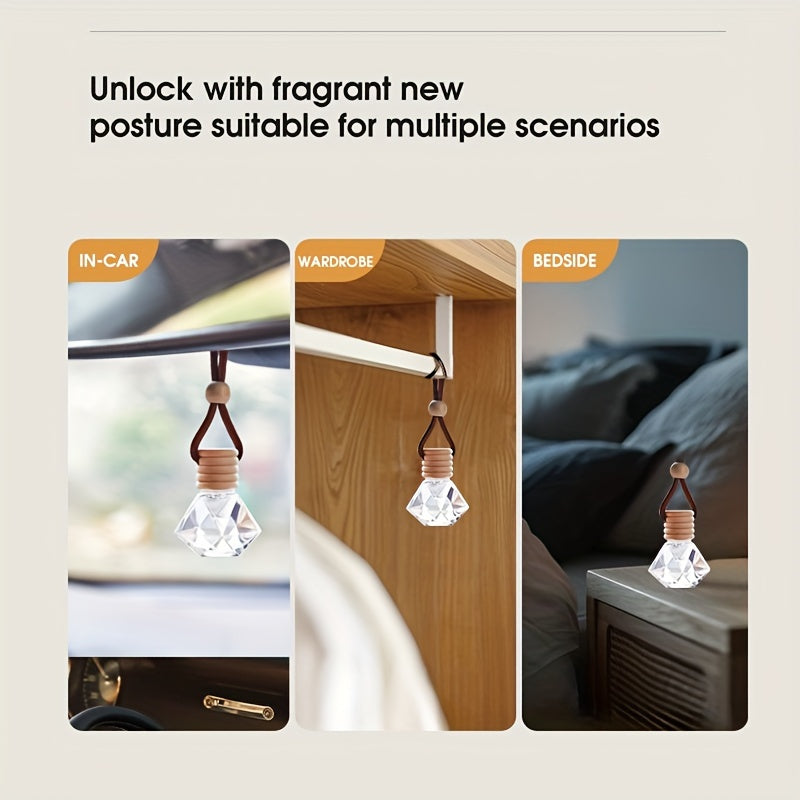 Long-Lasting Car Air Freshener with Essential Oil in Glass Pendant for Vehicle Interior