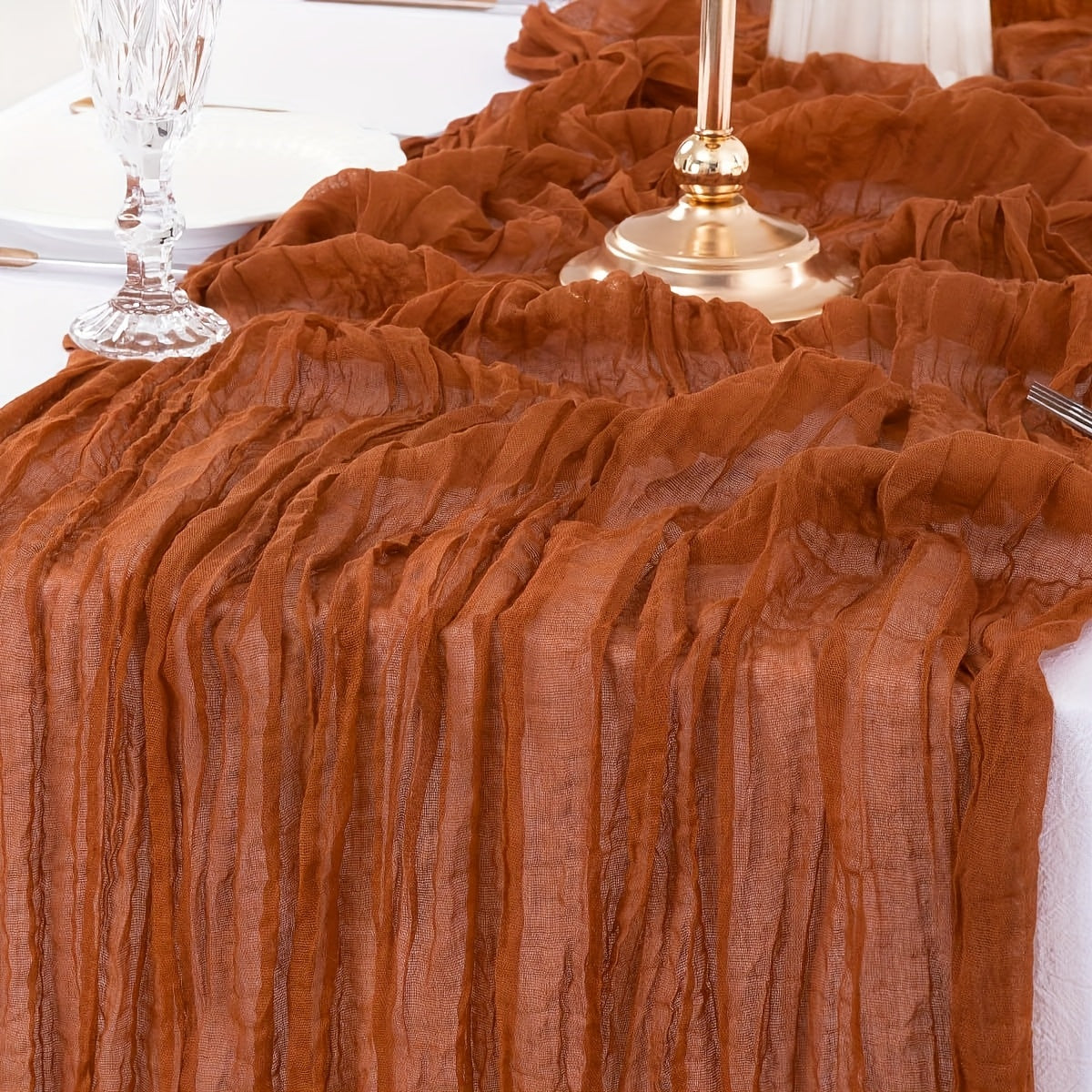 Rustic Polyester Cheese Cloth Table Runner for Outdoor Events and Celebrations