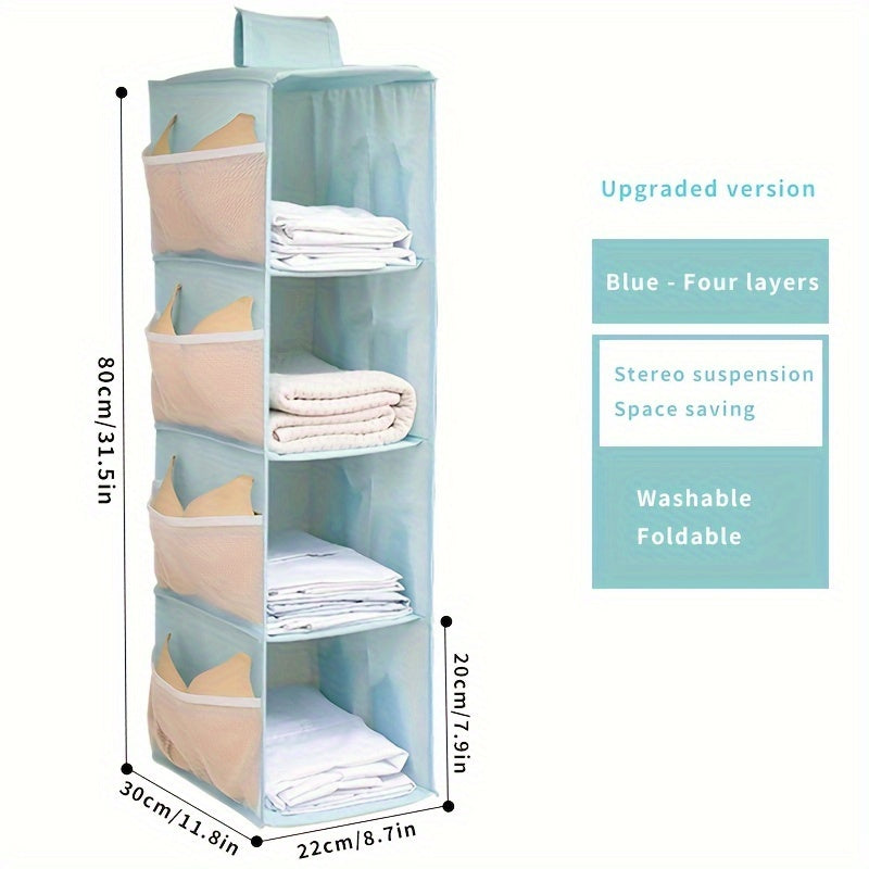 Foldable Wardrobe Storage Hanging Bag with 4 Layers for Clothes and Accessories