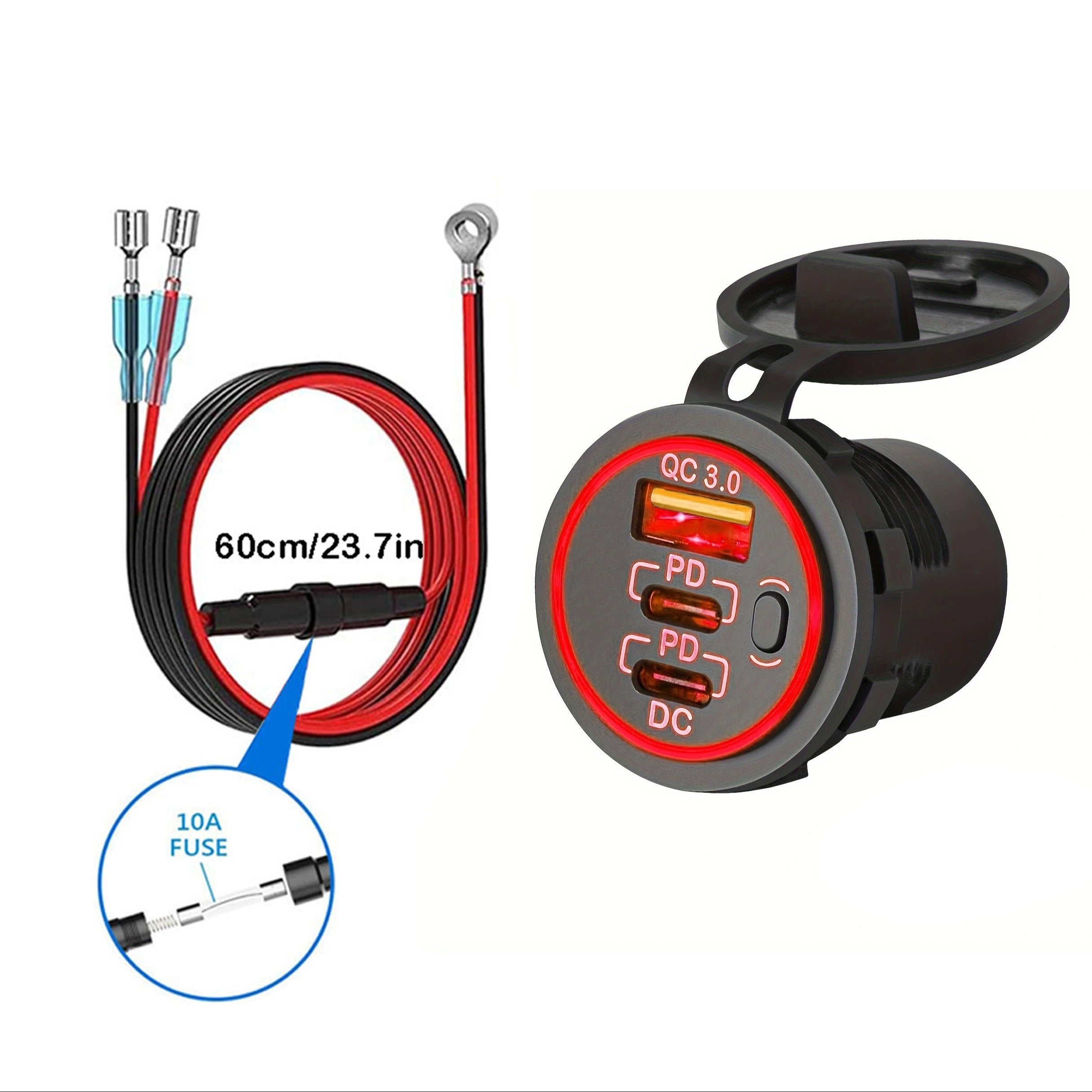 Avtomobil USB Tez Zaryadlovchi Uch Portli Type-C PD QC 3.0 Transportlar Qayiqlar uchun