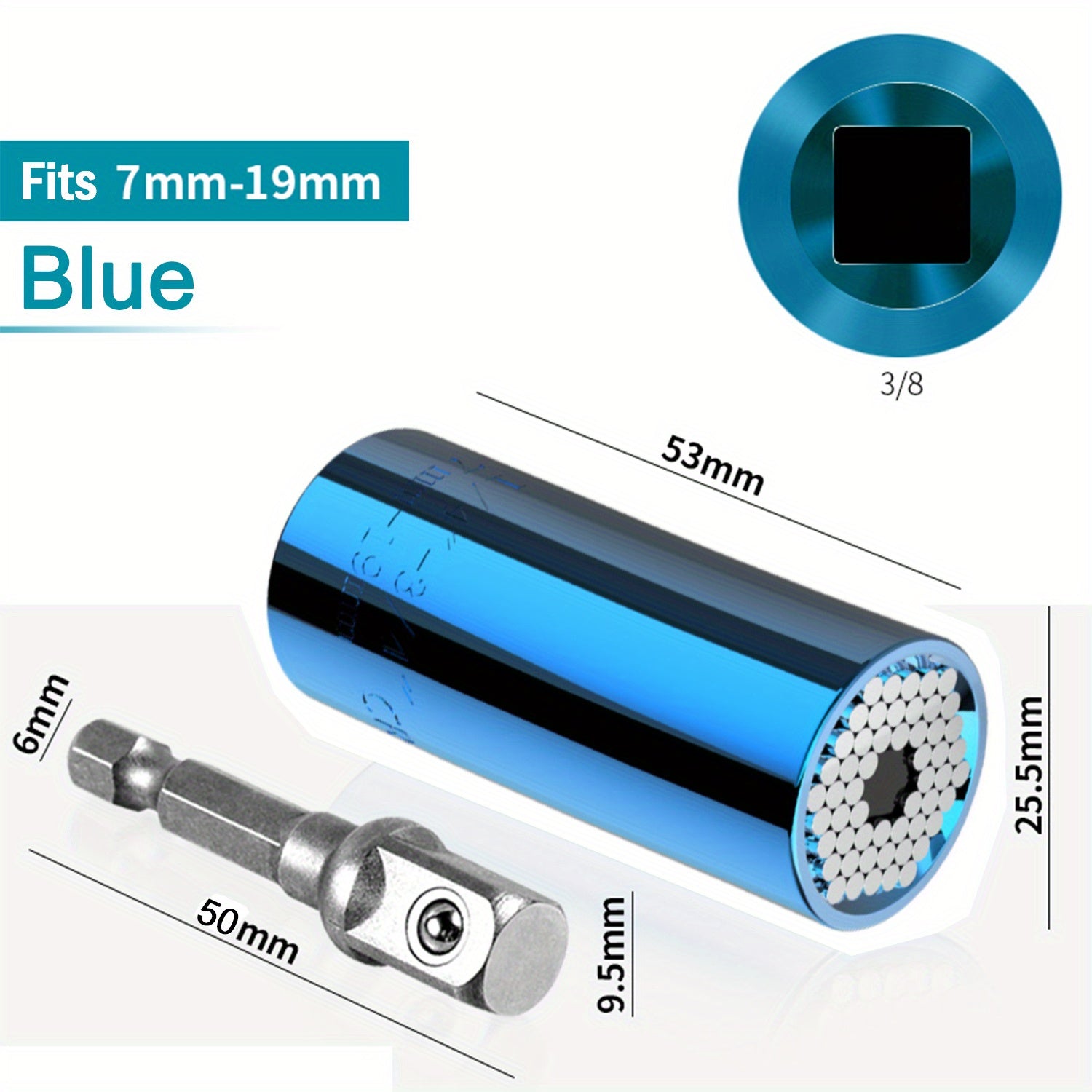 Universal Socket Wrench Set 7-19mm with Impact Sockets Adapter for Power Drill