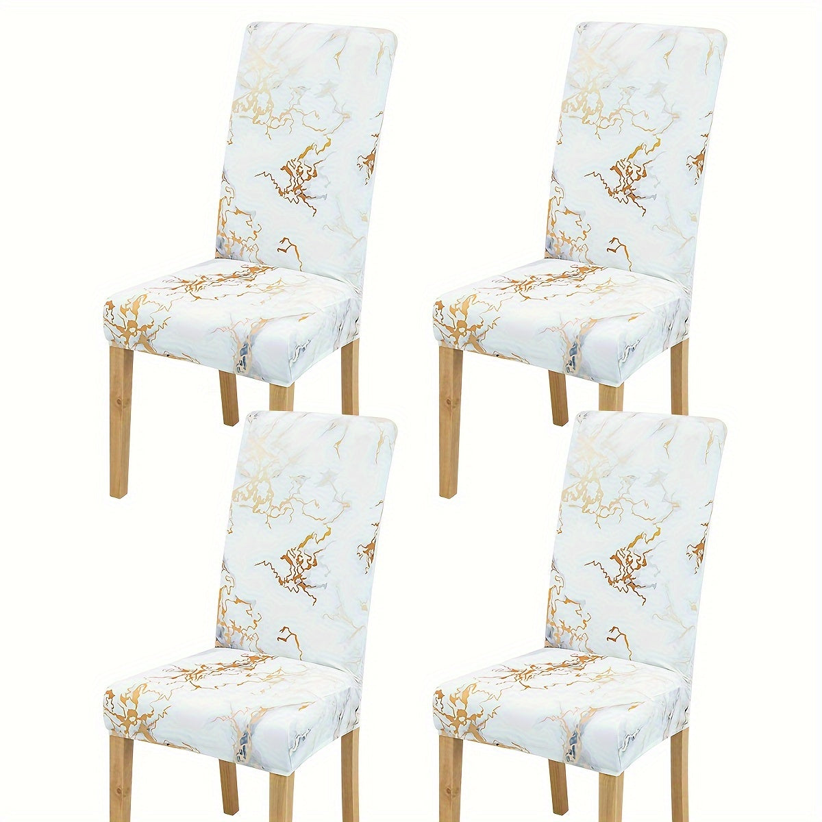 4-6 Milk Chair Slipcovers Marble Texture Elastic Dining Kitchen Home Decor