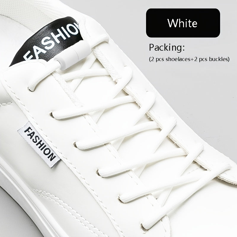 2PCS No-Tie Elastic Shoelaces for Sneakers and Boots Soft Acetate Fiber