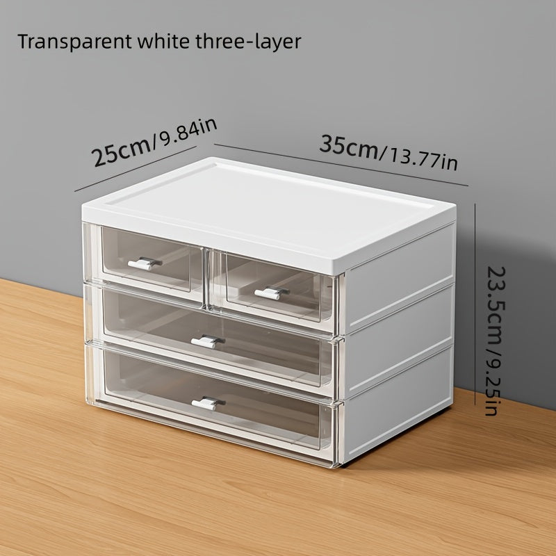 Большой пластиковый органайзер для стола с ящиком для косметики, офисных принадлежностей и туалетных принадлежностей