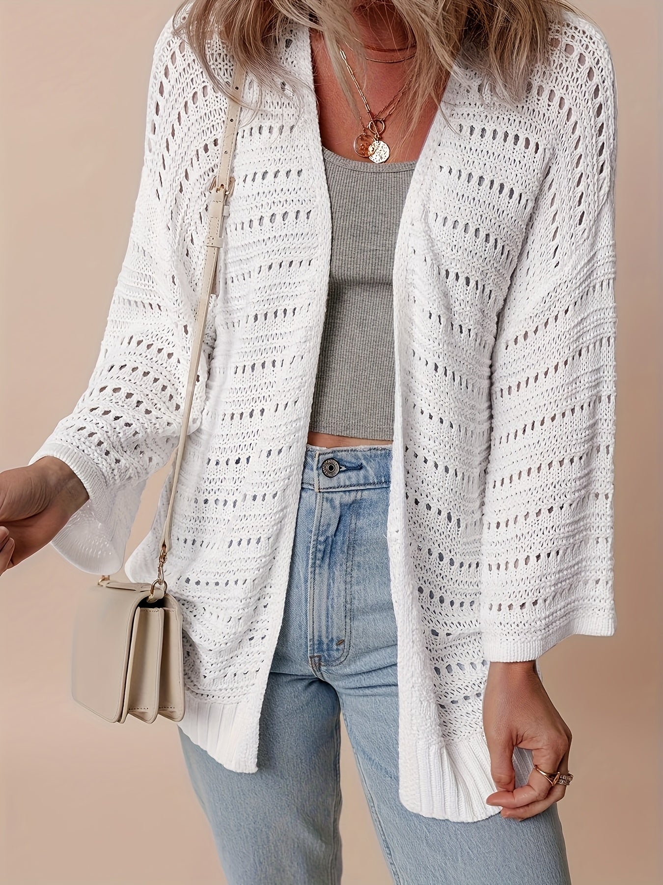 Plus-Size ayollar uchun korsetli tikanli kardigan ochiq oldi plyaj kiyimlari yengil ta'til sviter