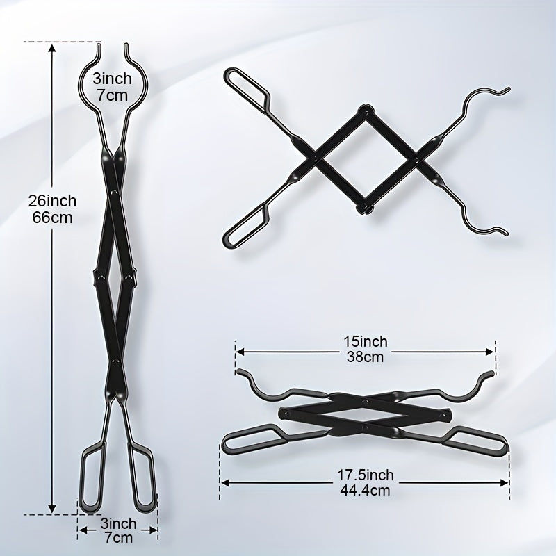 Rugged Iron Fireplace Poker Set with Heavy Duty Tongs for Indoor Outdoor Use