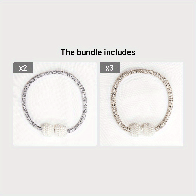 Set of 2 Minimalist Faux Pearl Magnetic Curtain Tiebacks No Drilling Holdbacks for Bedroom Living Room