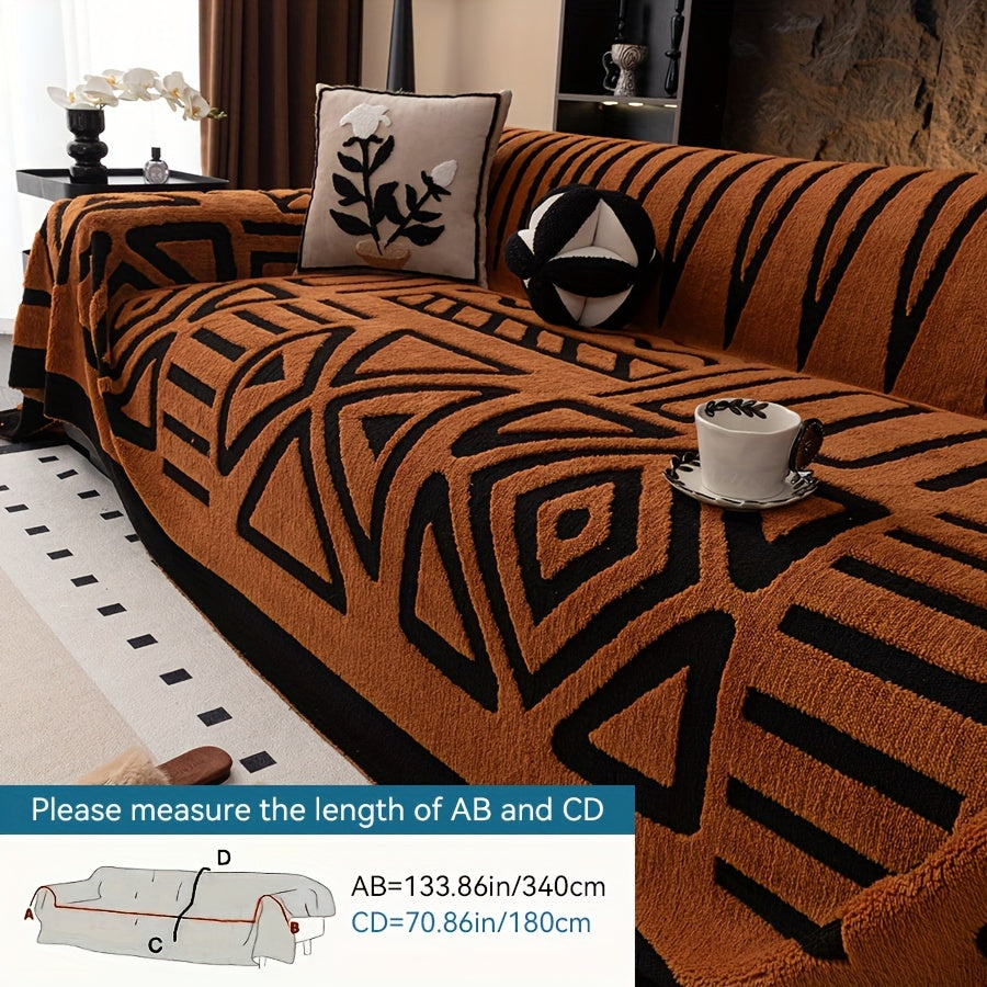 Чехол на диван Glam Style Sherpa, толстый плюш, защитник мебели, моющийся в машине, устойчивый к выцветанию, дружелюбный к питомцам, подходит для кресла, дивана-кровати, 3-4 местного секционного.