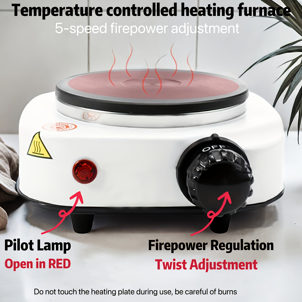 Электрическая обогревающая плита с чайником, чугунная плита, 5 уровней регулировки огня, компактная для дома и кемпинга, 220-240 В
