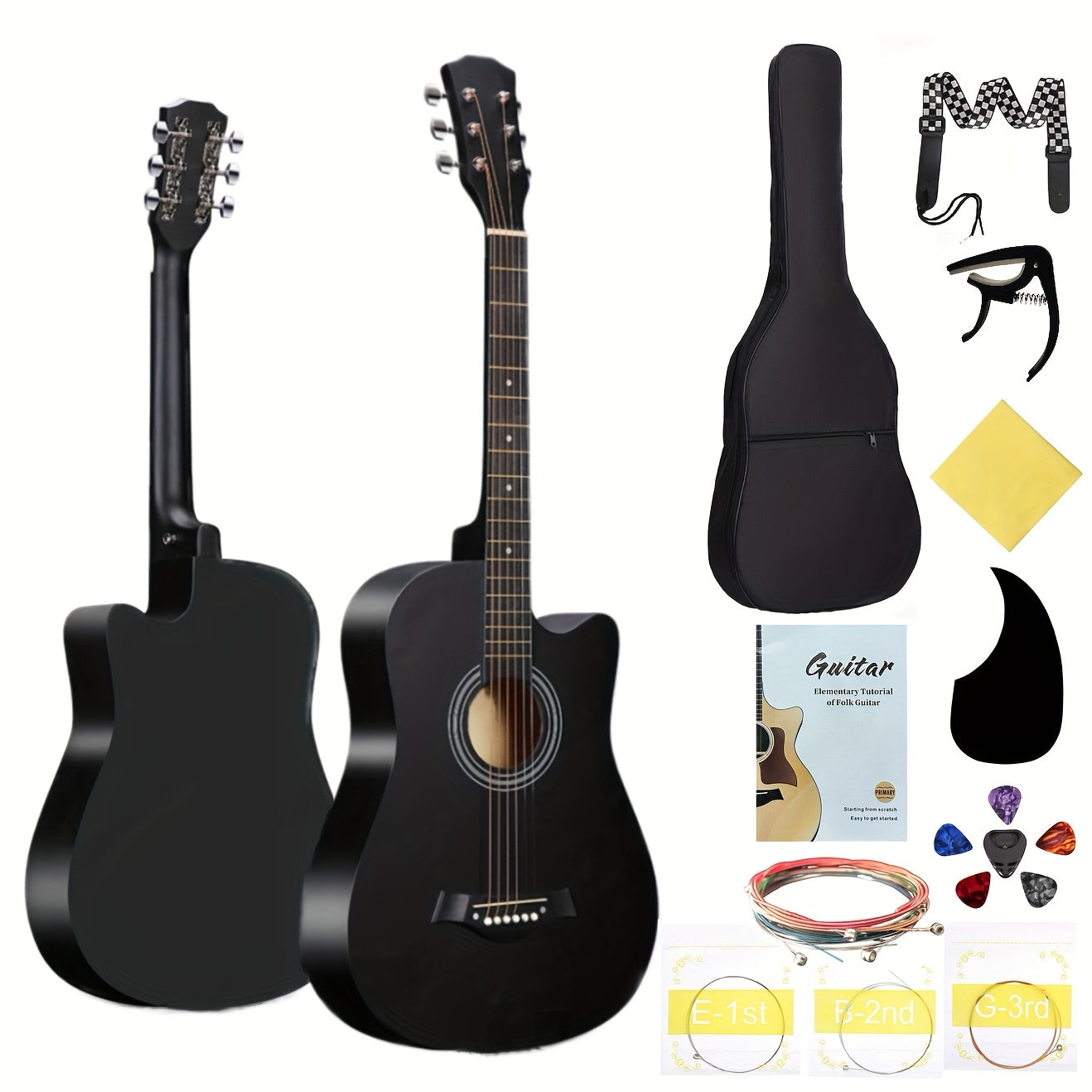 38-Inch Acoustic Guitar Starter Kit for Beginners with Backpack Strap Capo Picks Strings Cloth