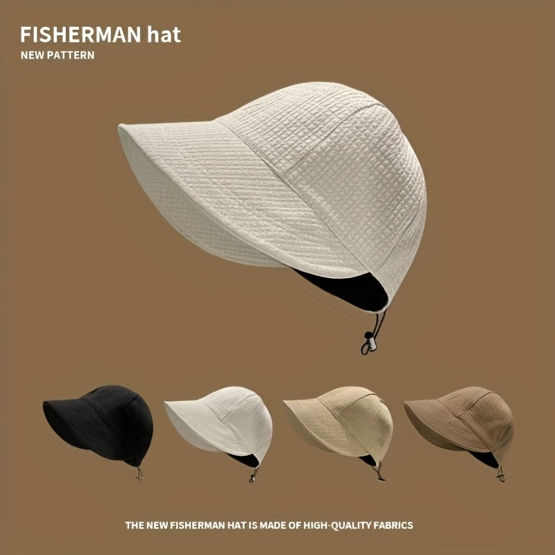 Ayollar uchun Waffle Bucket Hat sozlanadigan keng qirrali quyoshdan himoyalovchi nafas oladigan polyester