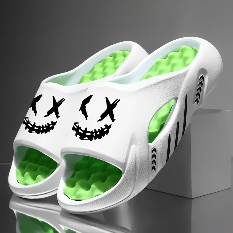 OURANNI Erkaklar uchun Rangli Bosma Slippers, Massaj Tagliklari bilan, Ichki va Tashqi Foydalanish uchun Mos.