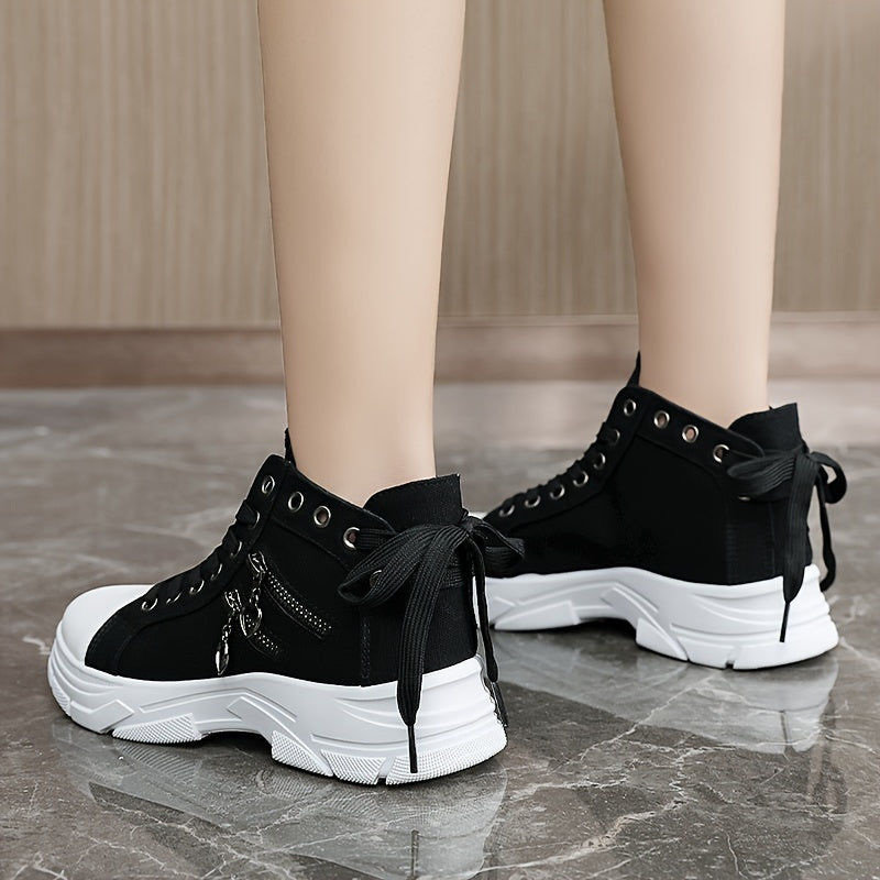 Женские повседневные высокие ботинки на шнуровке с боковой молнией, толстая подошва, весна-осень