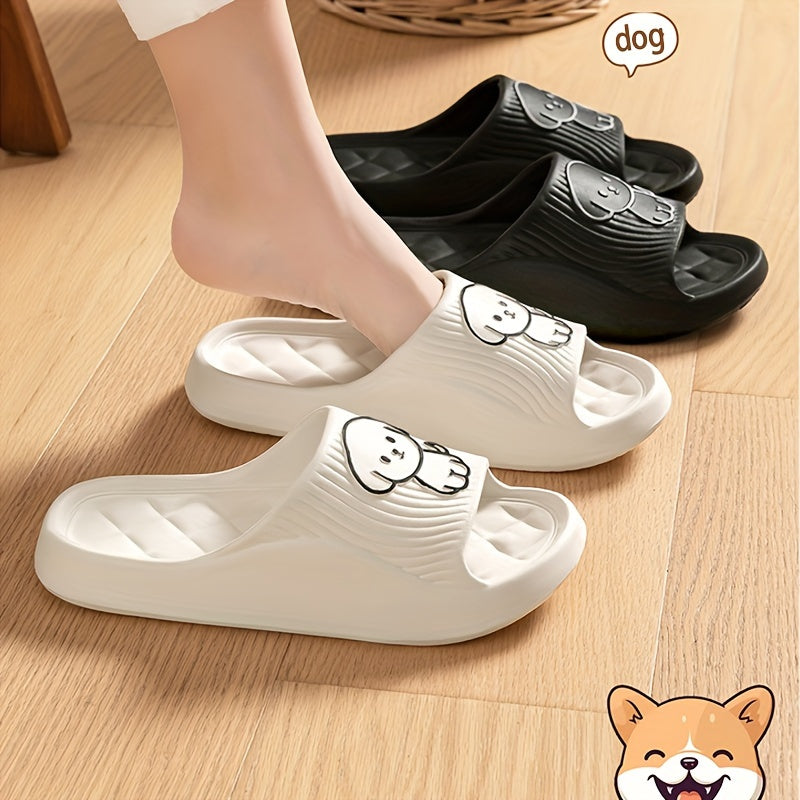 Unisex Dog Pattern Slides Casual Open Toe Indoor Bathroom Slippers
