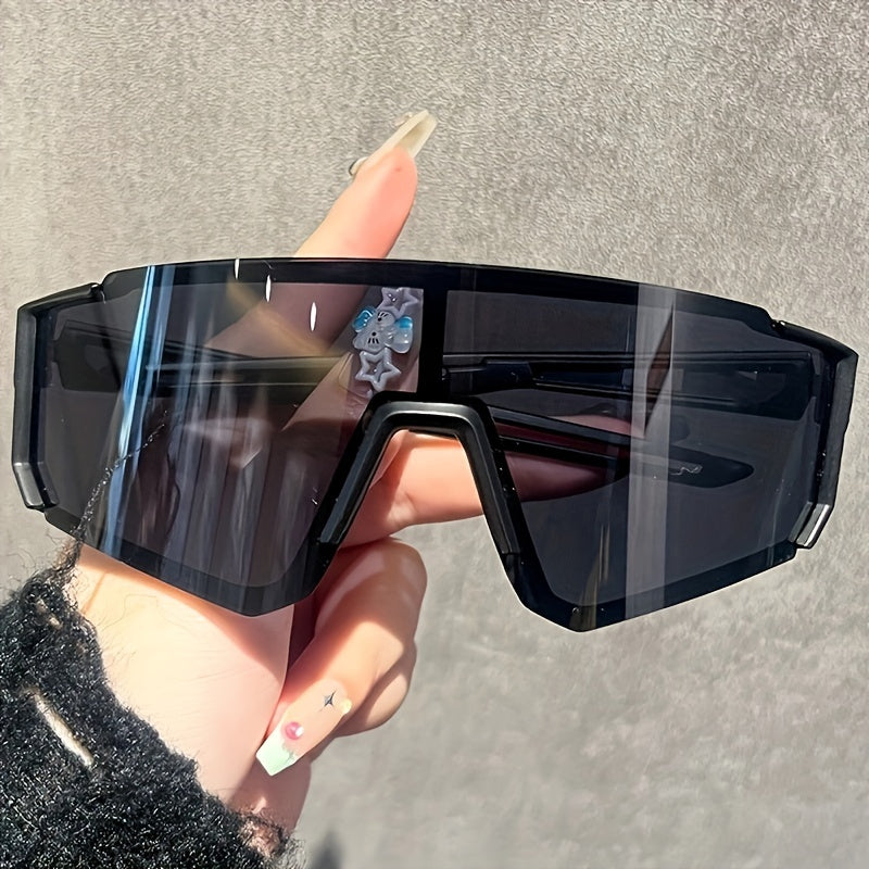 Women's Sports Cycling Sunglasses Large Frame Ink Coating Metal Hinge