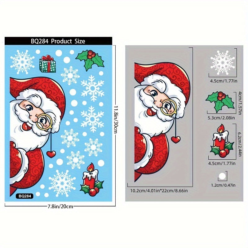 Christmas Window Decals Santa Snowman Electrostatic Adhesive Holiday Decor